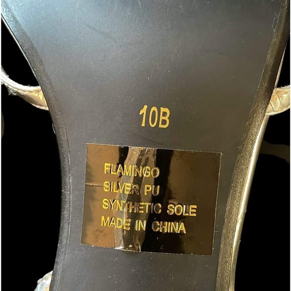 Private Collection by Dyeables FlamingoSilver Strappy Formal Sandals Size 10B - Picture 15 of 16